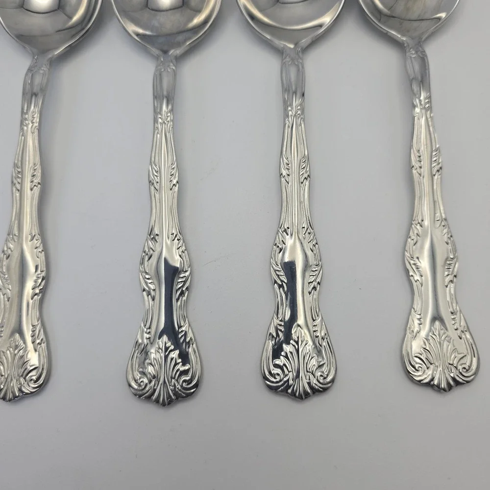 Reed & Barton Victoria Stainless Flatware 6 Oval Place Spoons 7‎ 1/4